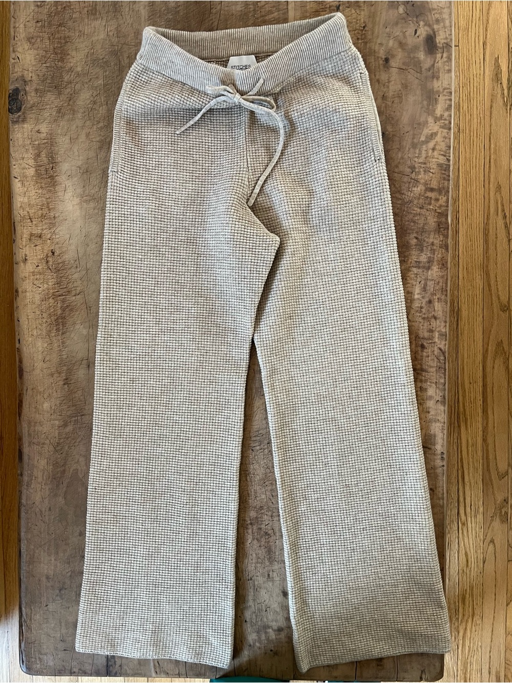 Stitches and Stripes Beige waffle Knit Pants Sz Small